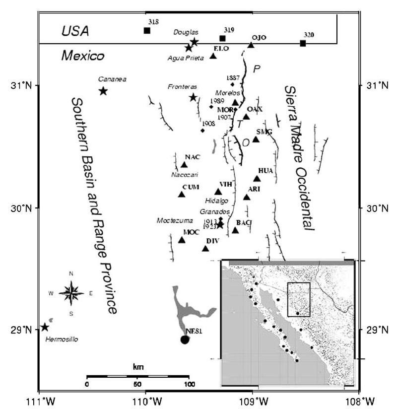 Figura 2. 'attività sismica della regione messicana dopo il fortissimo terremoto del 1887, l'evento del 1923 avvenne nei pressi di Granados.